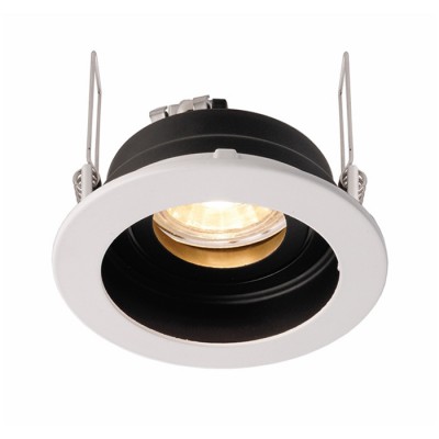 LANIFLORA GU5,3 1x35W Vestavné stropní svítidlo, výklopné +-35°, materiál hiiník, povrch vnější bílá, vnitřní černá, pro žárovku 1x35W, GU5,3, 12V, IP20, tř.3, rozměry d=100mm, h=40mm