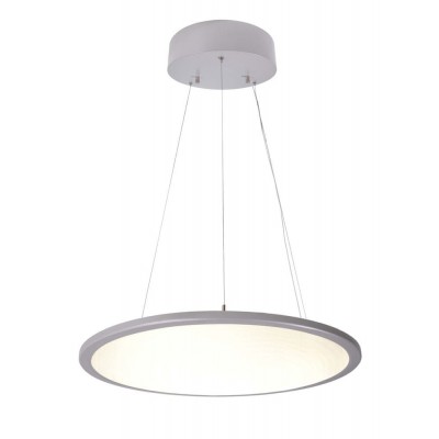 COPY R Závěsné svítidlo, hliník, povrch stříbrná, dif plast opál, LED 50W, teplá 3000K, 5100lm,  stmív TRIAC, Ra80, 230V, IP20, rozměry d=580mm, vč závěs lanka l=1500mm, lze zkrátit, svítí nahoru/dolů