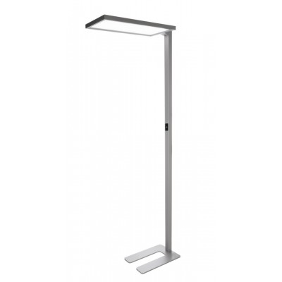 LEPUS FL II 80W senzor Stojací kancelářská lampa, senzor pohybu, dosah 3m, záběr 85°, hliník, stříbrná, LED 80W, teplá 3000K/6700lm, neutrální 4000K/7400lm, UGR<19, vyzař úh 90°, dotyk stmívač, 230V, IP20, 310x1950x610mm, svítí nahoru/dolů