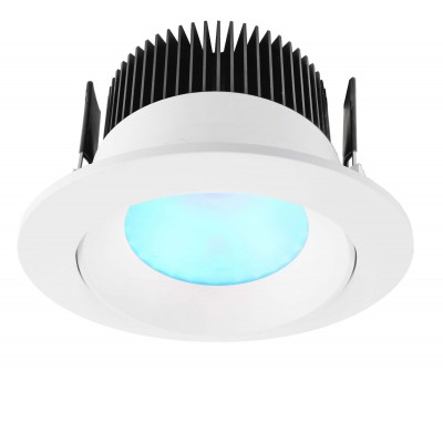 KAPEGO Vestavné stropní svítidlo, těleso hliník, povrch bílá, LED 16W, teplá 2700K, 710lm, stmívatelné, RGB, Ra80, 230V, IP20, tř.1, rozměry d=110mm.