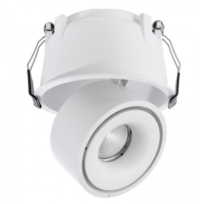 DAMPE 12W TRIAC Stropní, podhledové, bodové, svítidlo, výklopné, nastav. směr svícení, těleso hliník, povrch bílá, LED 12W, 1035lm, teplá 3000K, stmív. TRIAC, 230V, IP20, tř.3, rozměry d=139mm, h=84mm