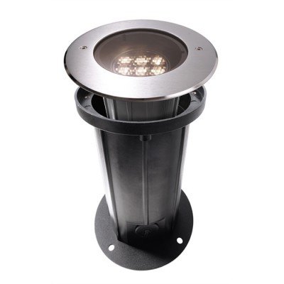 LOBATA LED 7,2W IP67 Zemní svítidlo, výklopný sv.zdr. +-30°, těleso hliník, rámeček nerez, povrch LED 8W, teplá 3000K, 480lm, Ra80, 230V, IP67, statická zátěž max 20kN, IK10, rozměr d=173mm, h=220mm