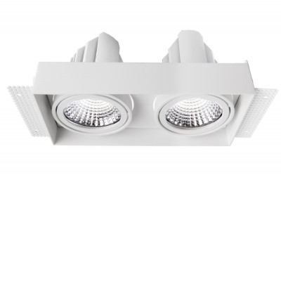 NOWA rám IVSQ Podhledové bezrámečkové bodové svítidlo, do sádrokartonu, materiál kov, povrch bílá, pro LED modul 2x31W,  rozměry 305x178x128mm