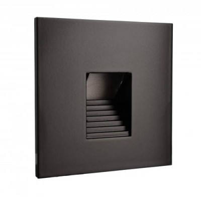 ALWAID Dekorativní kryt pro vestavné svítidlo do stěny, čtvercové, materiál hliník, povrch černá, detail schodkový čtvercový výřez, rozměry 75x75x22mm.