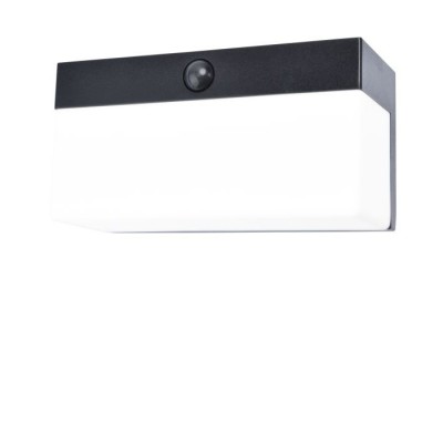 FALCAS 9,7W PIR TUYA Solar Nástěnné solární svítidlo, PIR, plast černá, LED 9,7W, 800lm, smart Tuya, Bluetooth, mob. tel. stmív, CCT nast. teplota teplá 2700K-denní 6500K, solár 1,5W, baterie 2200mAh, IP44, 180x91x79mm