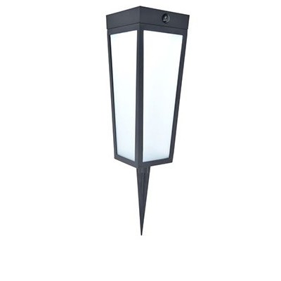SINTI 8,4W PIR TUYA Solar Solární svítidlo, PIR, hliník černá mat, dif sklo opál, smart Tuya, Bluetooth, LED 8,4W, 900lm, mob. tel. CCT nastav. teplota teplá 2700K-denní 6500K, RGB, stmív, IP44, 122x484x122mm, bodec.