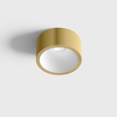 BLANKET BI 6,3W IP44 Stropní, podhledové, bodové svítidlo, plast, povrch vnější mosaz, vntřní bílá, LED 6,3W, 640lm, teplá 3000K, vyzař. úhel 55°, Ra90, 230V, IP44, rozměry d=55mm, h=58mm.