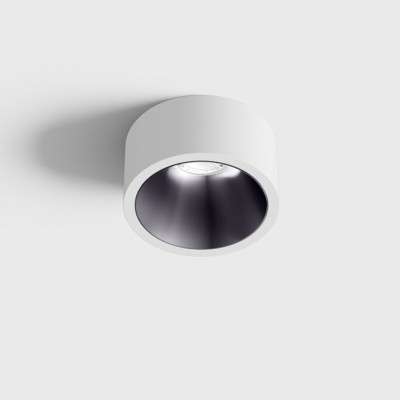BLANKET BI 6,3W IP44 Stropní, podhledové, bodové svítidlo, plast, povrch vnější bílá, vnitřní černá lesk, LED 6,3W, 640lm, teplá 2700K, vyzař. úhel 55°, Ra90, 230V, IP44, rozměry d=55mm, h=58mm.