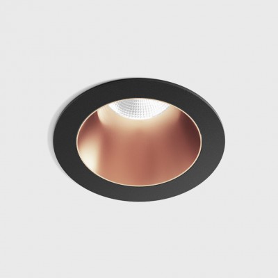 BASTOG R BI 8W IP44 Stropní, podhledové, bodové svítidlo, těleso hliník, povrch rámeček černá, komínek měděná, LED 8W, 640lm, teplá 3000K, vyzař. úhel 50°, UGR<19, 230V, IP44, rozměry d=48mm, h=67mm.