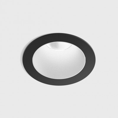 BASTOG R BI 8W IP44 Stropní, podhledové, bodové svítidlo, těleso hliník, povrch rámeček černá, komínek bílá, LED 8W, 640lm, neutrální 4000K, vyzař. úhel 50°, UGR<19, 230V, IP44, rozměry d=48mm, h=67mm.