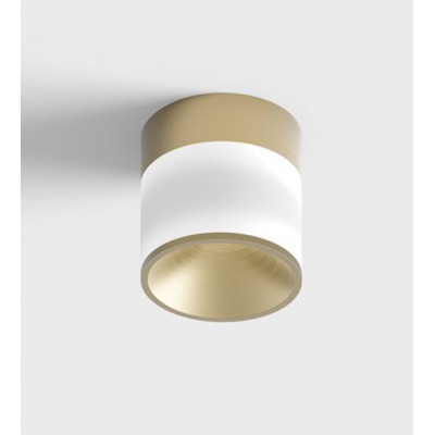 ARLON PL 9W UGR>19 Stropní přisazené bodové svítidlo, těleso hliník, povrch mosaz, difuzor plast opál, LED 9W, 560lm, neutrální 4000K, vyzař. úhel 60°, UGR>19, Ra90, 230V, IP20, rozměry d=100mm, h=105mm.
