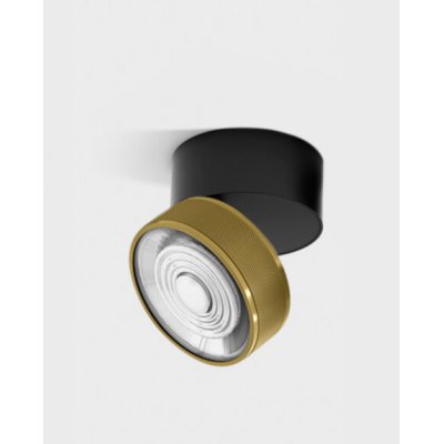 DAME PL B 7W Stropní přisazené svítidlo, výklopné, hliník, povrch černá a mosaz, LED 7W, 624lm, teplá 3000K, vyzař. úhel 45°, Ra90, 230V, IP20, rozměry d=75mm, h=70mm.