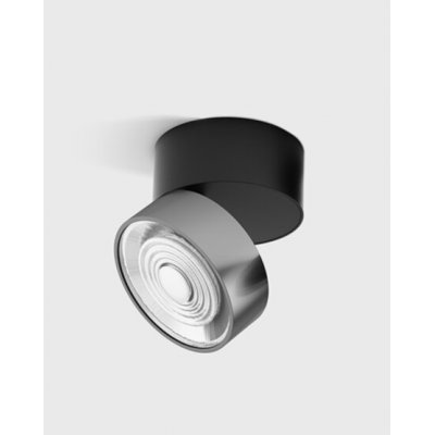 DAME PL B 7W Stropní přisazené svítidlo, výklopné, hliník, povrch černá a chrom, LED 7W, 624lm, neutrální 4000K, vyzař. úhel 45°, Ra90, 230V, IP20, rozměry d=75mm, h=70mm.