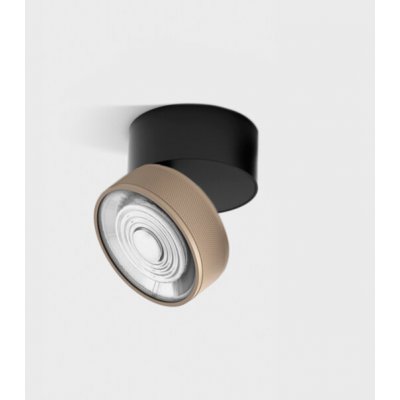 DAME PL B 7W Stropní přisazené svítidlo, výklopné, hliník, povrch černá a béžová, LED 7W, 624lm, neutrální 4000K, vyzař. úhel 45°, Ra90, 230V, IP20, rozměry d=75mm, h=70mm.