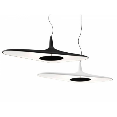 SOLEIL-NOIR-LED Stropní závěsné svítidlo, těleso polyuretan, povrch bílá/černá, stínítko polyuretan černá, LED 1x35W, teplá 3000K, 1728lm, stmív DALI, 230V, IP20, tř.1. rozměry 1200x625x353mm, vč závěsu l=3200mm, lze zkrátit