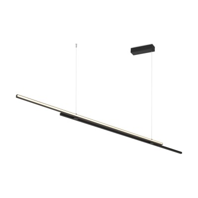 CHORTZ 48W, CCT 3000K-4000K Závěsné svítidlo, hliník, černá, difuzor plast opál, LED 48W, 2200lm, nastav. teplota CCT teplá 3000K-neutrální 4000K, 230V, IP20, tř. 1, rozměry l=1500mm, vč závěs lanka l=1200mm, lze zkrátit.