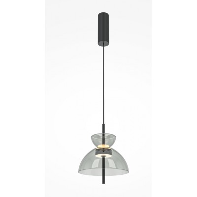 ASIE II HL 11W Závěsné svítidlo, těleso kov, povrch černá, stínítko sklo šedé, LED 11W, 250lm, teplá 3000K, Ra80, 230V, IP20, tř.1, rozměry d=250mm, h=303mm, vč závěs kabelu l=2480mm, lze zkrátit.