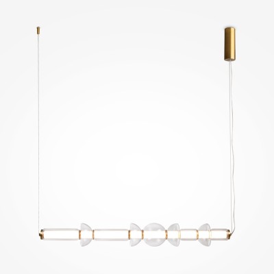BANG HL 39W Závěsné svítidlo, těleso kov, povrch mosaz, difuzor plast opál, stínítko sklo čiré, LED 39W, 4800lm, teplá 3000K, Ra80, 230V, IP20, tř.1, rozměry l=980mm, vč závěs kabelu l=1375mm, lze zkrátit.