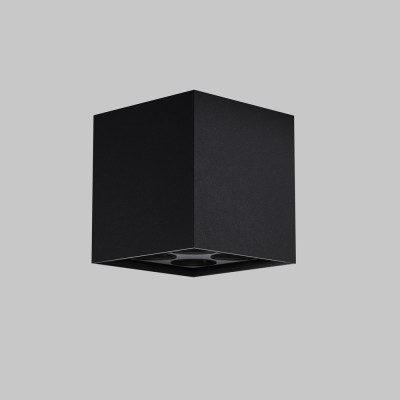 STUK PL 8W IP54 Stropní bodové venkovní svítidlo, těleso kov, povrch černá grafit, krycí sklo čiré, LED 8W, 500lm, teplá 3000K, 230V, IP54, Ra80, tř.1, rozměry 76x76x76mm.