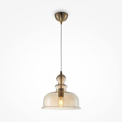 LEO I HL 1x60W E27 Závěsné svítidlo, těleso kov, povrch bronz, sklo jantar, pro žárovku 1x60W, E27, 230V, IP20, tř.1, rozměry d=297mm, vč závěs kabelu l=1500mm, lze zkrátit.