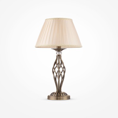BOJA TL 1x40W E14 Stolní dekorativní lampa, těleso kov, povrch bronz, stínítko textil béžová, pro žárovku 1x40W E14, 230V, IP20, tř.2, rozměry d=320mm, h=550mm