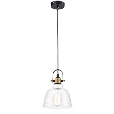 BARTE HL I 1x40W, E27 Závěsné svítidlo, základna kov, povrch černá, stínítko sklo čiré, pro žárovku 1x60W, E27, 230V, IP20, tř.1, rozměry d=200mm, h=250mm, vč závěs kabelu l=1250mm, lze zkrátit.