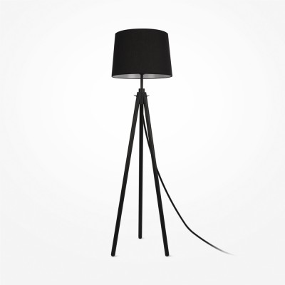 GUDBY FL 1x60W, E27 Stojací lampa, těleso kov, povrch černá/bílá, stínítko textil černá/bílá, pro žárovku 1x60W E27, 230V, IP20, tř.2, rozměry d=440mm, h=1615mm