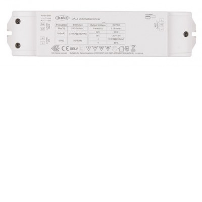 LED zdroj  DALI, 12V, 24V, 50W, 100W Napájecí zdroj pro LED 230V/DC12V, nebo 24V, 50W/100W, stmívání PUSH DALI,  IP20, SELV, symbol "F"