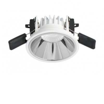 BORAS BI 8W CCT 1-10V/PWM Stropní podhledové bodové svítidlo, hliník, bílá, reflektor chrom, LED 8W, 810lm, přep. teplota CCT teplá 2700K/3000K/neutr 4000K, stmív. 1-10V/PWM, UGR<19, Ra80, 230V, IP44, d=90mm, h=65mm.