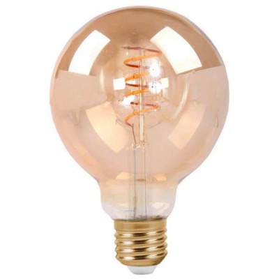 NAMIN LED žárovka JANTAR A SPIRÁLA E27 6W Světelný zdroj, patice kov, sklo jantar, žárovka LED 6W, E27, G80, teplá 2700K, 420lm, 230V, rozměr d=80mm