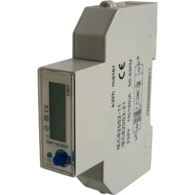  1F elektroměr 1x100A pro přímé měření, LCD 1ř, kWh, kvarh, W, var, VA, V, PF, max 2 tarify, RS485/Modbus, DIN1M, neověřený