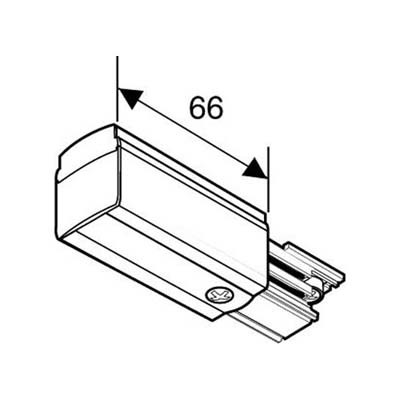 KONCOVÝ NAPAJEČ NORDIC ALUMINIUM Koncový napaječ napájecího lištového systému 230V, 3x16A, tříokruhový, materiál plast barva černá, 3F NORDIC ALUMINIUM - GLOBAL TRAC - LIVAL