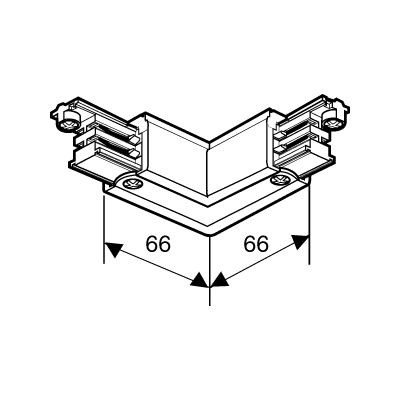 spojka L NORDIC ALUMINIUM L-konektor tříokruhový zrcadlový B, materiál plast barva bílá, 3x230V, 3x16A, IP20, 3F systém NORDIC ALUMINIUM - GLOBAL TRAC - LIVAL