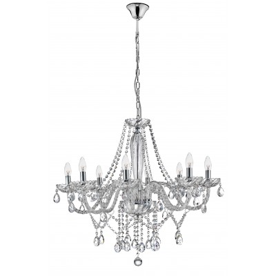 JEREMA 8X40W E14 230V IP20 Křišťálový lustr, těleso kov, povrch chrom lesk, sklo křišťál, pro žárovku 8x40W, E14, 230V, IP20, rozměry d=780mm h=650mm, vč.závěsného kabelu l=1200mm, lze zkrátit