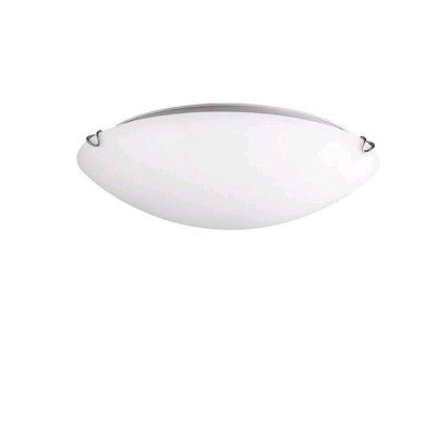 ANCO Stropní svítidlo, základna kov, povrch chrom lesk, difuzor sklo, povrch bílá, pro žárovku 1x60W, E27, 230V, IP20, rozměry d=300mm h=80mm