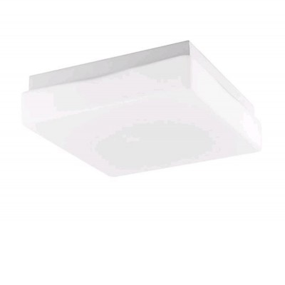 CUBE Stropní venkovní svítidlo, základna kov, povrch bílá, difuzor sklo opál, pro žárovku 1x40W, E27, 230V, IP44, rozměry 205x205x70mm