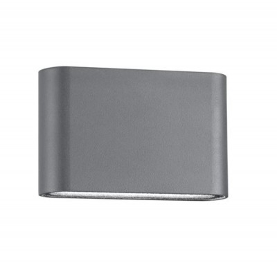 WALL LIGHT Nástěnné venkovní svítidlo, těleso hliník, povrch tmavě šedá, LED 2x3W, teplá 3000K, 800lm, 230V, IP54, rozměry 185x30x100mm, svítí nahoru/dolů