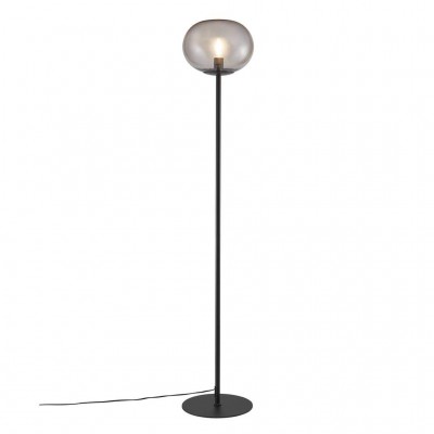 Alton Stojací lampa těleso kov, povrch černá, sklo kouřové, pro žárovku 1x25W, E27, 230V, IP20, rozměry h=1600mm, sklo d=276mm, včetně vypínače na kabelu