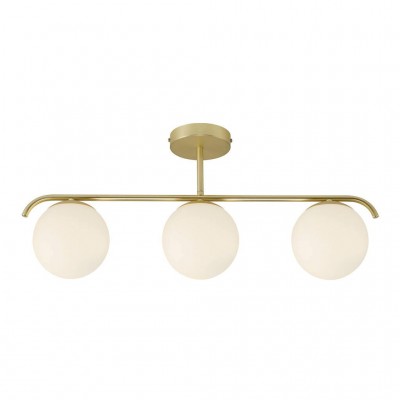 JALKA - 3 PENDANT Závěsné svítidlo základna kov, povrch mosaz, sklo kouřové, difuzor sklo opál, pro žárovku max.25W, E14, 230V, IP20, h=292,3mm, w=145mm, l=693mm, včetně závěsného kabelu - bílá, h=2000mm