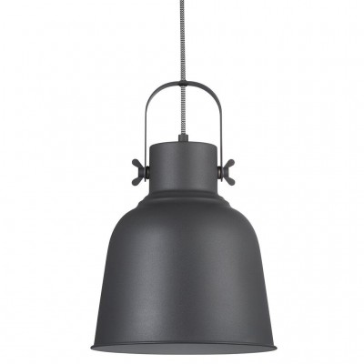 POTKURI 25 Závěsné svítidlo, těleso kov, povrch černá/šedá, pro žárovku E27, max 25W, 230V, IP20, tř.2, stínítko d=250mm, úhel otočení 180°, včetně závěsného kabelu s textilním úpletem - černobílá/černá, l=2000mm, lze zkrátit