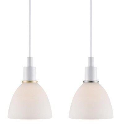 RAY PENDANT Závěsné svítidlo, základna kov bílá s kovovými detaily, difuzor sklo opál, pro žárovku 2x40W, E14, 230V, IP20, tř.2, rozměry 120x165mm, vč. závěsného kabelu 1800mm