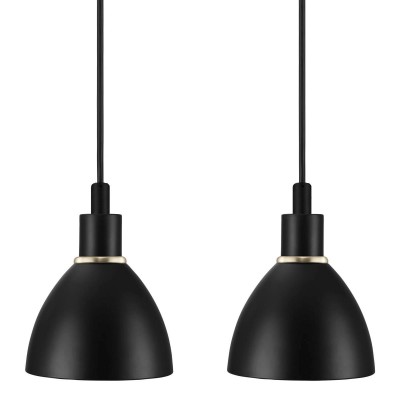 RAY PENDANT Závěsné svítidlo, základna kov černá s kovovými detaily, stínítko kov černá, pro žárovku 2x40W, E14, 230V, IP20, tř.2, rozměry 120x165mm, vč. závěsného kabelu 1800mm