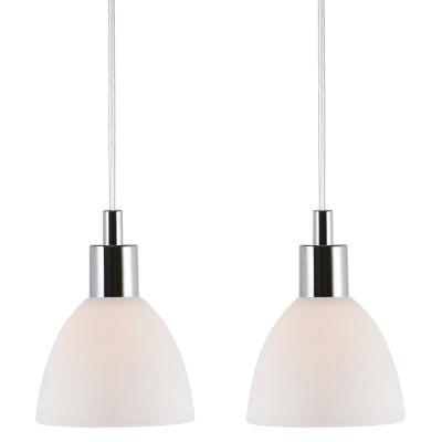 RAY PENDANT Závěsné svítidlo, základna kov chrom, difuzor sklo opál, pro žárovku 2x40W, E14, 230V, IP20, tř.2, rozměry 120x165mm, vč. závěsného kabelu 1800mm