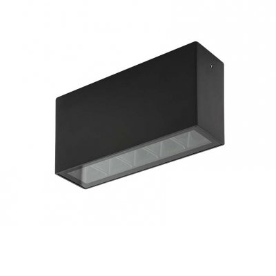 ZEITLIN 10W IP54 Přisazené venkovní svítidlo, buňkové, těleso hliník, povrch černá, krycí sklo čiré, LED 10W, 500lm, teplá 3000K, 230V, IP54, tř.1, rozměry 142x75x40mm.