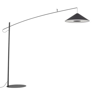 AKCIA FL II 1x25W E27 Stojací pokojová lampa, těleso kov, povrch černá, stínítko textil černá, difuzor plast opál, pro žárovku 1x25W, E27, 230V, IP20, rozměry d=720mm, h=2250mm, vypínač na kabelu.