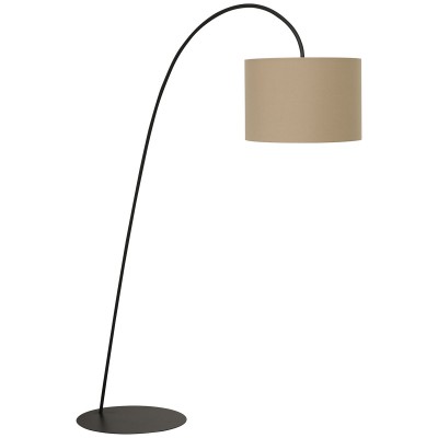 VINTON FL Stojací oblouková lampa, těleso kov, povrch černá, stínítko textil vnější kávová, vnitřní bílá, pro žárovku 1x60W, E27. 230V, IP20, tř.1, rozměry 1860x2050mm, vč vypínače na kabelu