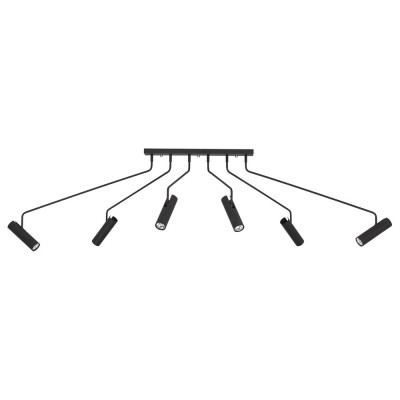 JOLIONO SR6 Stropní bodové svítidlo s ramenem, nastavitelný směr svícení, těleso kov, povrch černá, pro žárovku 6x35W, GU10, 230V, IP20, tř.1, rozměry 2050x560mm