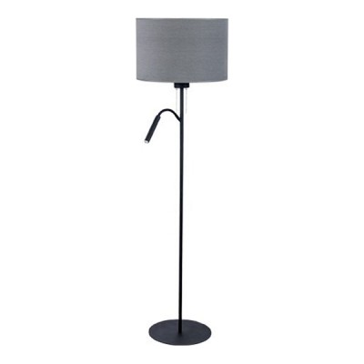 TOROLIO F2 Stojací lampa, flexibilní rameno, základna kov, povrch černá grafit, nebo bílá, stínítko textil šedá, nebo bílá, pro žárovku 1x60W, E27 + 1x20W, G9, 230V, IP20, tř.1, rozměry d=470mm, h=1680mm, vč vypínače