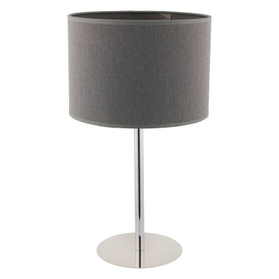 TOROLIO T1 Stolní lampa, základna kov, povrch chrom, stínítko textil šedá, pro žárovku 1x60W, E27, 230V, IP20, tř.1, rozměry d=230mm, h=430mm, vč vypínače na kabelu