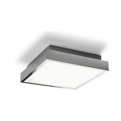 SALLO, LED 18W, IP44 Stropní svítidlo, základna hliník, povrch chrom, difuzor plast akryl opál, LED 18W, 950lm, neutrální 4000K, 230V, zvýšené krytí IP44, tř.1, rozměry 245x245x80mm